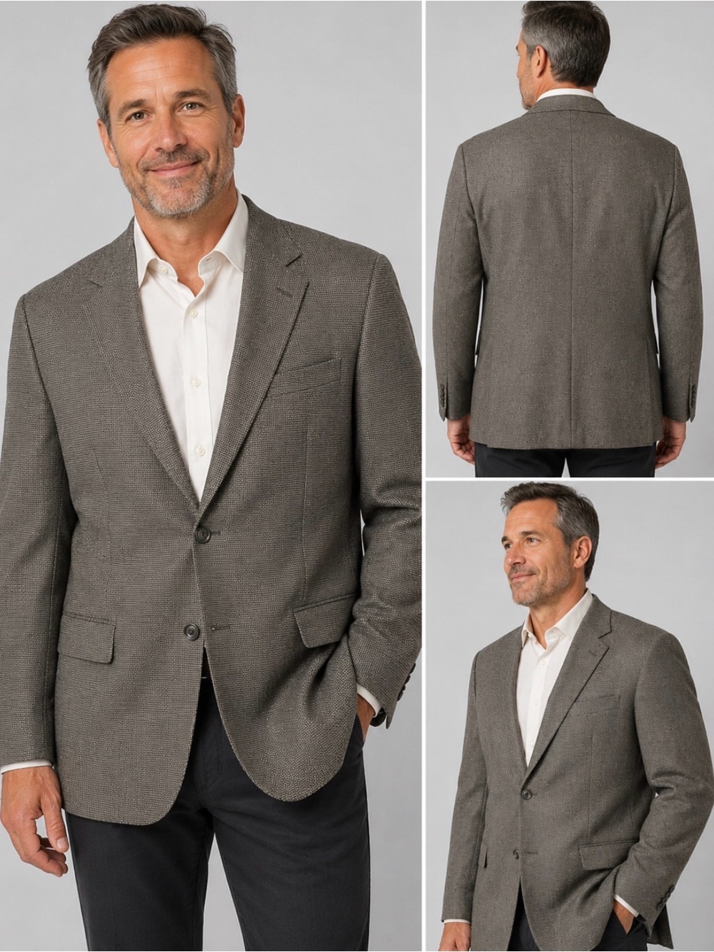 Nordstrom Men’s 44L Silk Wool Blend Blazer Brown Gray Textured Sport Coat